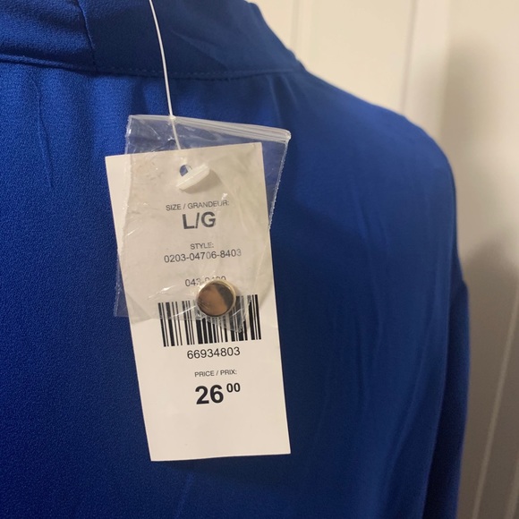 💥$11 -  Suzy Shier Blue Zip-Up Blouse - size large 👚 - Picture 4 of 4